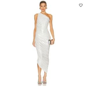 Norma Kamali Diana Gown Silver Sz L